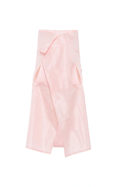 Shop Prada Silk Cape Coat In Pink