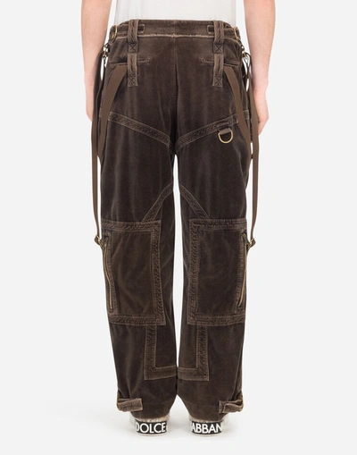 Shop Dolce & Gabbana Velvet Cargo Pants