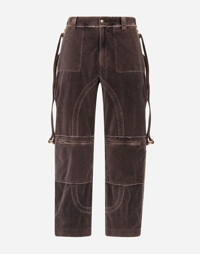 Shop Dolce & Gabbana Velvet Cargo Pants