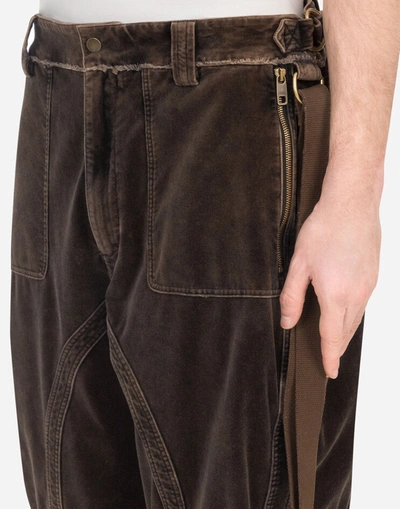 Shop Dolce & Gabbana Velvet Cargo Pants