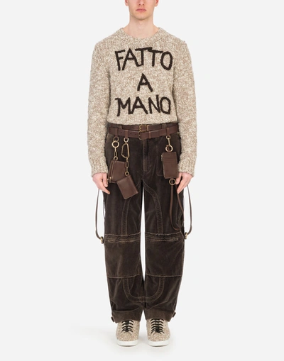 Shop Dolce & Gabbana Velvet Cargo Pants