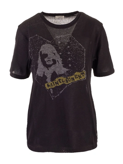 Shop Saint Laurent Heart Jacquard T-shirt In Black
