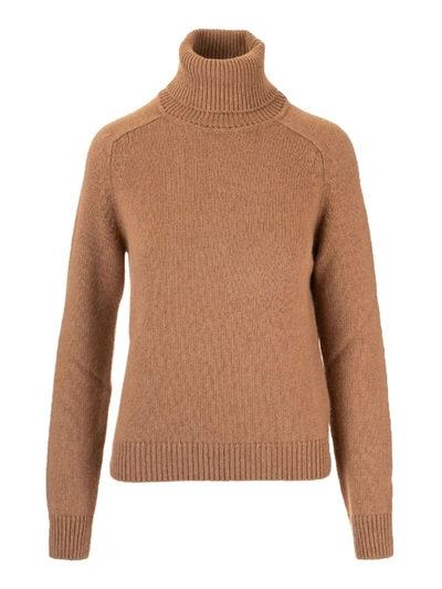 Shop Saint Laurent Turtleneck Pullover In Brown