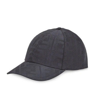 Shop Fendi Tonal Logo Print Baseball Cap In Black