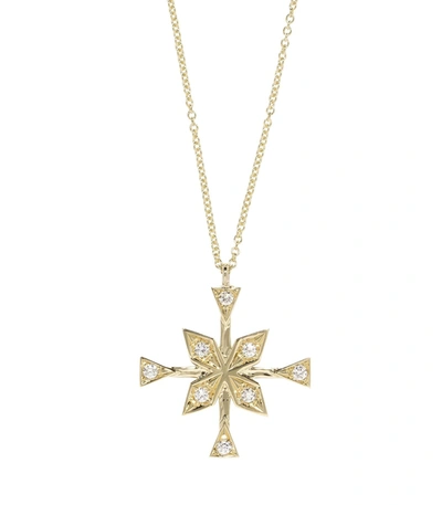 Shop Azlee Compass Diamond Necklace In Gold