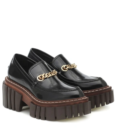 Shop Stella Mccartney Emilie Faux Leather Loafers In Black