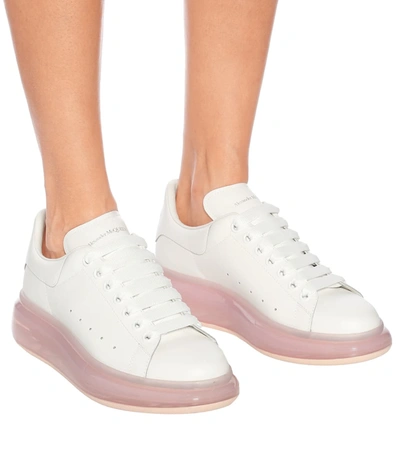 Shop Alexander Mcqueen Bubble Leather Sneakers In White