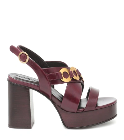 Shop See By Chloé Leather Platform Sandals In Red