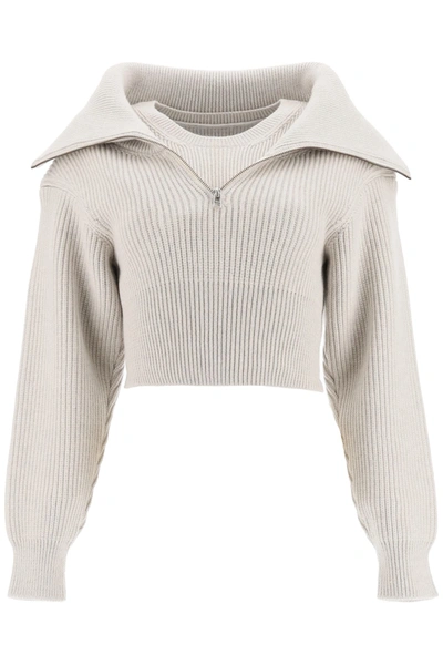 Shop Jacquemus Le Maille Risoul Sweater In Light Grey (beige)