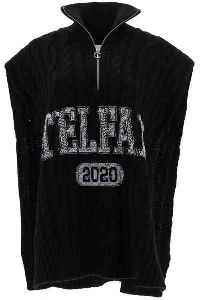 Shop Telfar Sleeveless Cable-knit Sweater In Black (black)