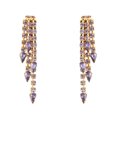 Shop Elizabeth Cole Hayden Crystal Fringe Earrings In Purple-drk