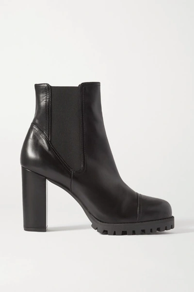 Shop Stuart Weitzman Wenda Leather Ankle Boots In Black