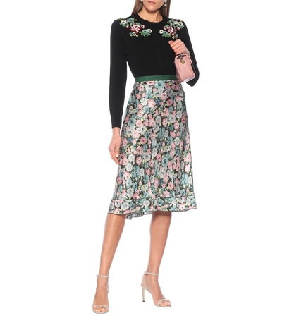 Shop Marc Jacobs The '40s Floral Silk Jacquard Midi Skirt In Green