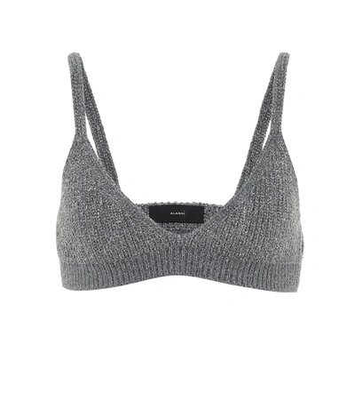 Shop Alanui Space Invaders Wool-blend Bralette In Grey