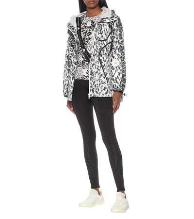 Shop Adidas By Stella Mccartney Truepace Leopard-print Running Jacket In Black