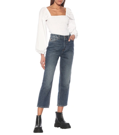Shop Ganni High-rise Straight Jeans In Blue