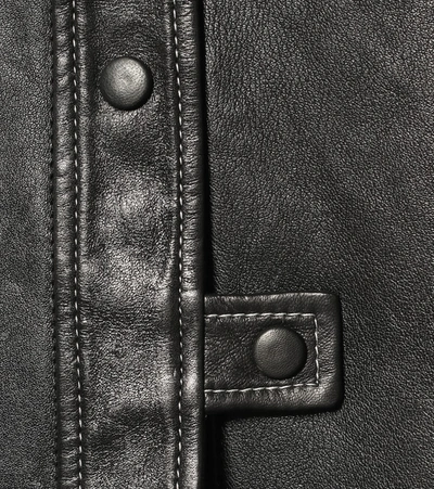 Shop Ganni Leather Midi Skirt In Black