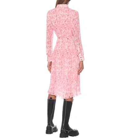 Shop Ganni Floral Georgette Midi Dress In Pink