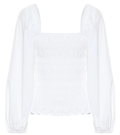 Shop Ganni Cotton Poplin Top In White