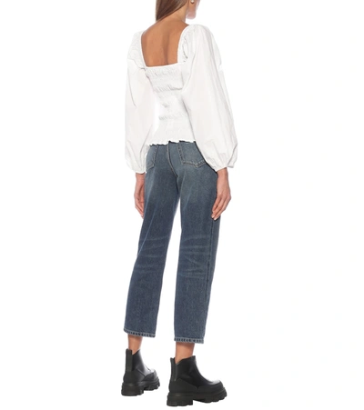 Shop Ganni Cotton Poplin Top In White