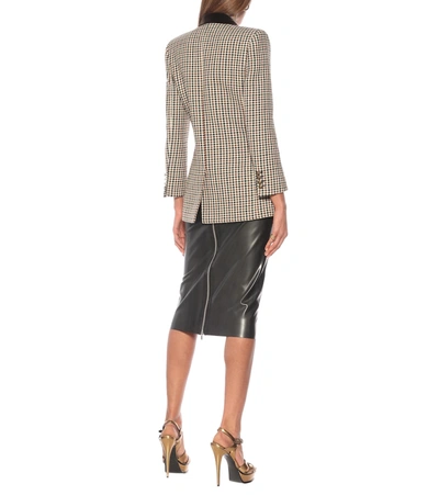 Shop Saint Laurent Checked Wool Blazer In Grey