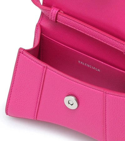 Shop Balenciaga Hourglass Mini Leather Tote In Pink