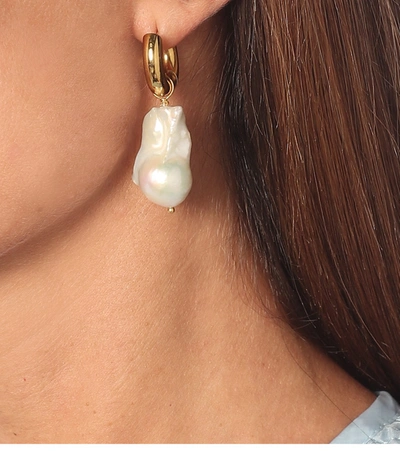 Shop Timeless Pearly 24kt Gold-plated Hoop Earrings With Pearls