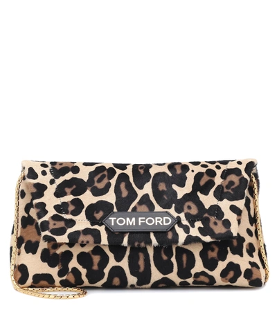Shop Tom Ford Small Leopard-print Shoulder Bag In Beige