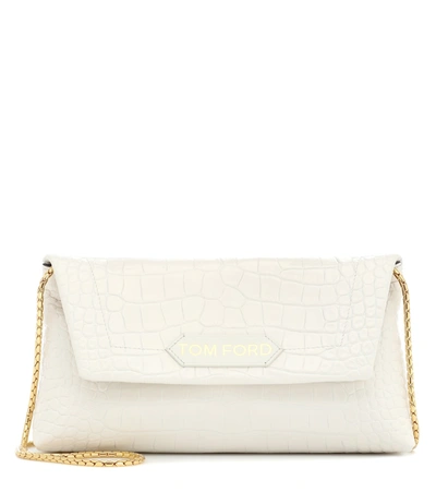 Shop Tom Ford Croc-effect Leather Shoulder Bag In White