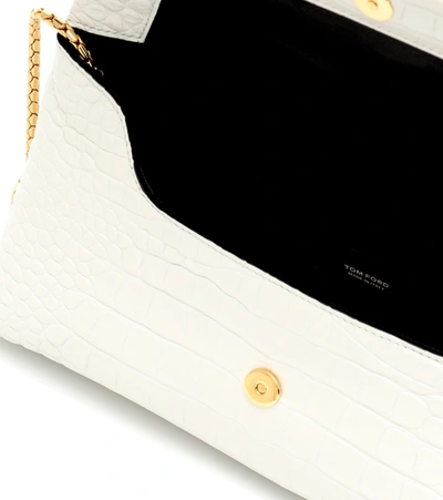 Shop Tom Ford Croc-effect Leather Shoulder Bag In White