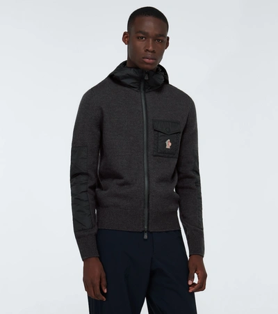 Shop Moncler Tricot Wool And Nylon Zipped Sweater In Grey
