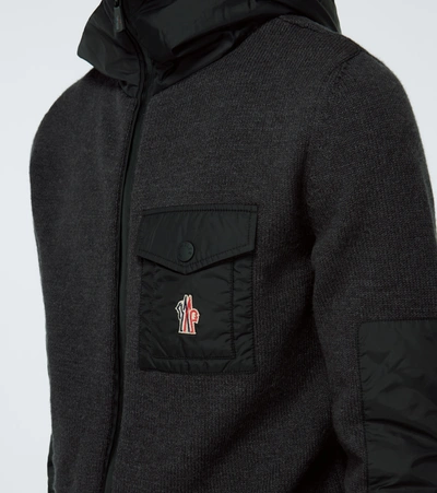 Shop Moncler Tricot Wool And Nylon Zipped Sweater In Grey