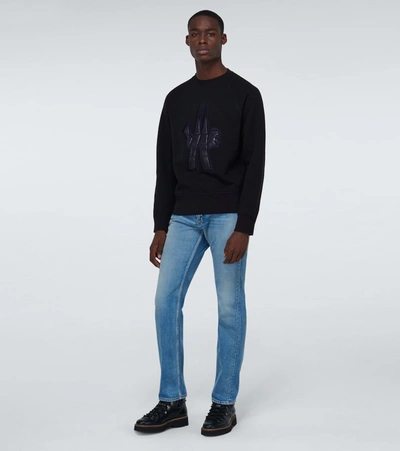 Shop Moncler Crewneck Sweatshirt With Logo In Blue