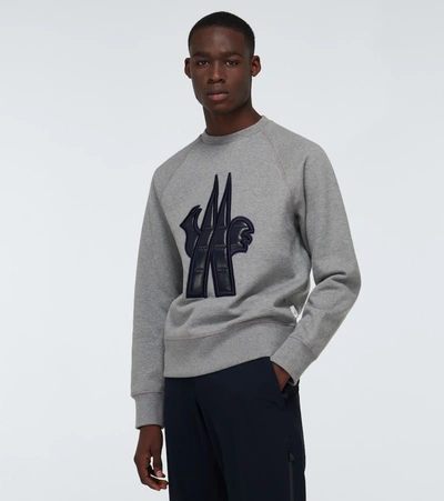 Shop Moncler Crewneck Sweatshirt With Logo In Grey