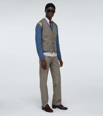 Shop Gucci Striped Wool Formal Waistcoat In Brown