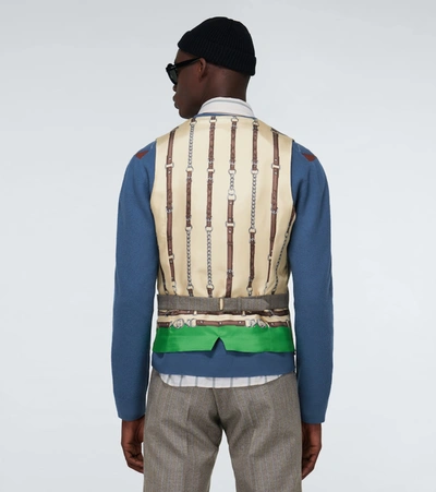 Shop Gucci Striped Wool Formal Waistcoat In Brown