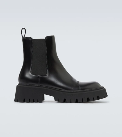Shop Balenciaga Tractor Leather Boots In Black
