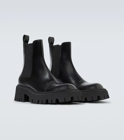 Shop Balenciaga Tractor Leather Boots In Black
