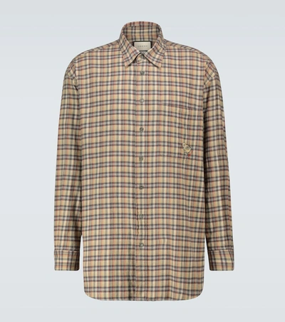 Shop Gucci Checked Cotton Shirt In Multicoloured