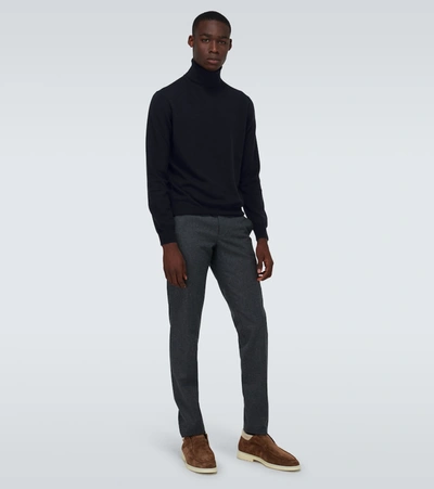 Shop Loro Piana Cashmere Turtleneck Sweater In Blue