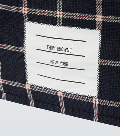 Shop Thom Browne Checked Wool Tote Bag In Blue