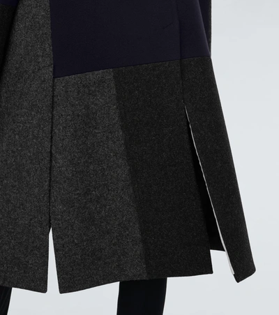 Shop Valentino Patchwork Wool-blend Coat In Grey