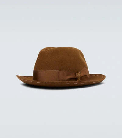 Shop Borsalino Decor Band Fedora Hat In Brown