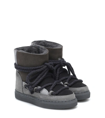 Shop Inuikii Suede And Leather Sneakers In Dark Grey