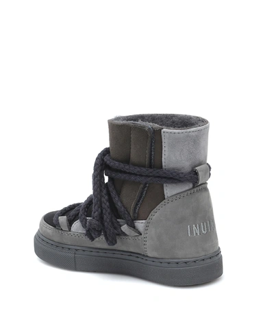 Shop Inuikii Suede And Leather Sneakers In Dark Grey