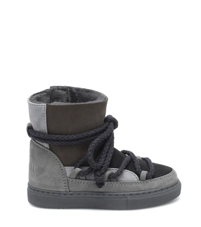 Shop Inuikii Suede And Leather Sneakers In Dark Grey