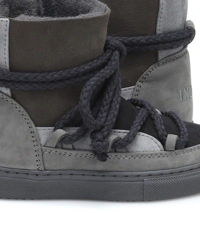 Shop Inuikii Suede And Leather Sneakers In Dark Grey