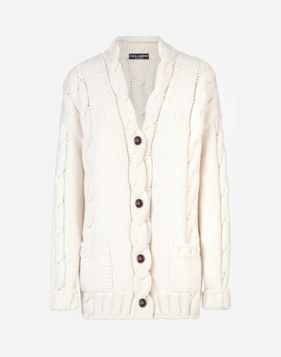 Shop Dolce & Gabbana Cable-knit Wool Cardigan