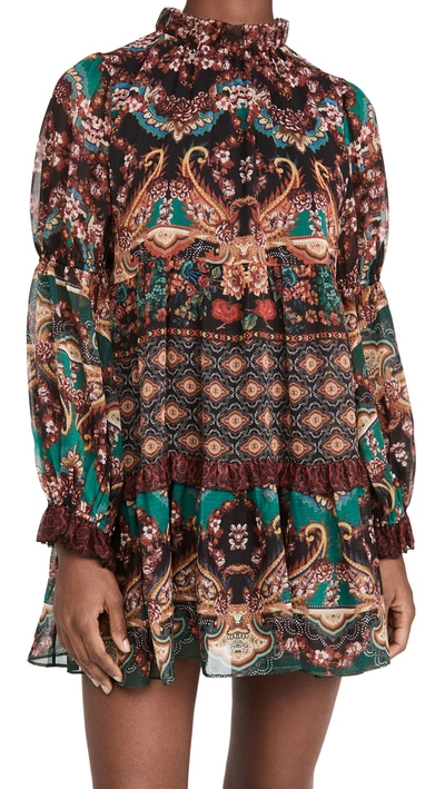 Shop Alice And Olivia Marella Mock Neck Long Sleeve Tunic Dress In Spellbound Multi
