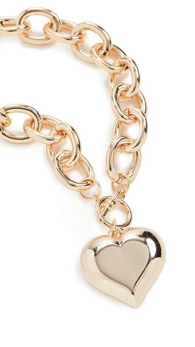 Shop Kenneth Jay Lane Heart Pendant Toggle Necklace In Gold